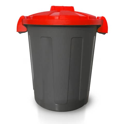 Bidone 25 litri dotato di coperchio e due chiusure esterne PP Mobil Plastic rosso - 105/25-ROB